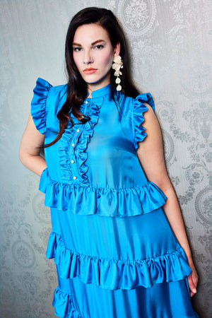 Midikleid - Seide - Blau