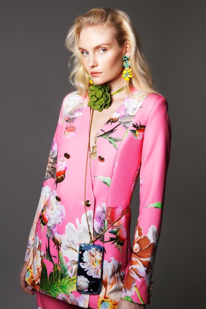 Blazer-Blumenprint-Rosa