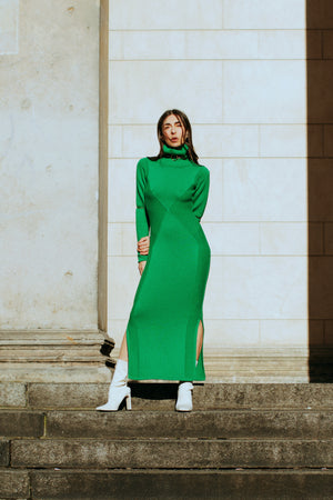 Strickkleid - Kaschmir - Grasgrün