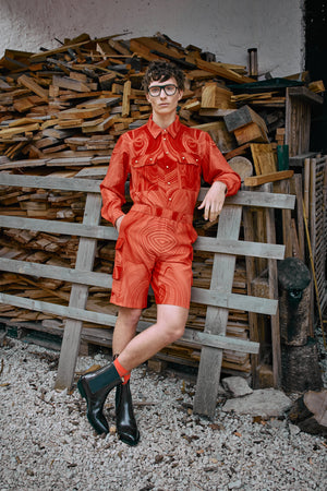 Hemd/Blusenkleid - Geometric Rot