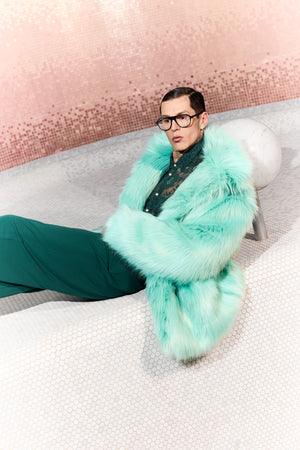 Jacke - Kunstfell - Mint