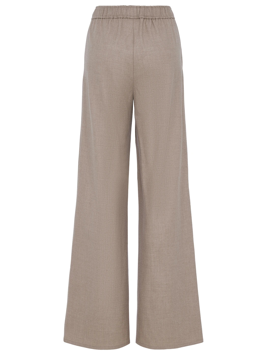 Marcel Ostertag Damen-Hose aus Kaschmir in Taupe mit seitlichen Eingrifftaschen, Rückansicht.