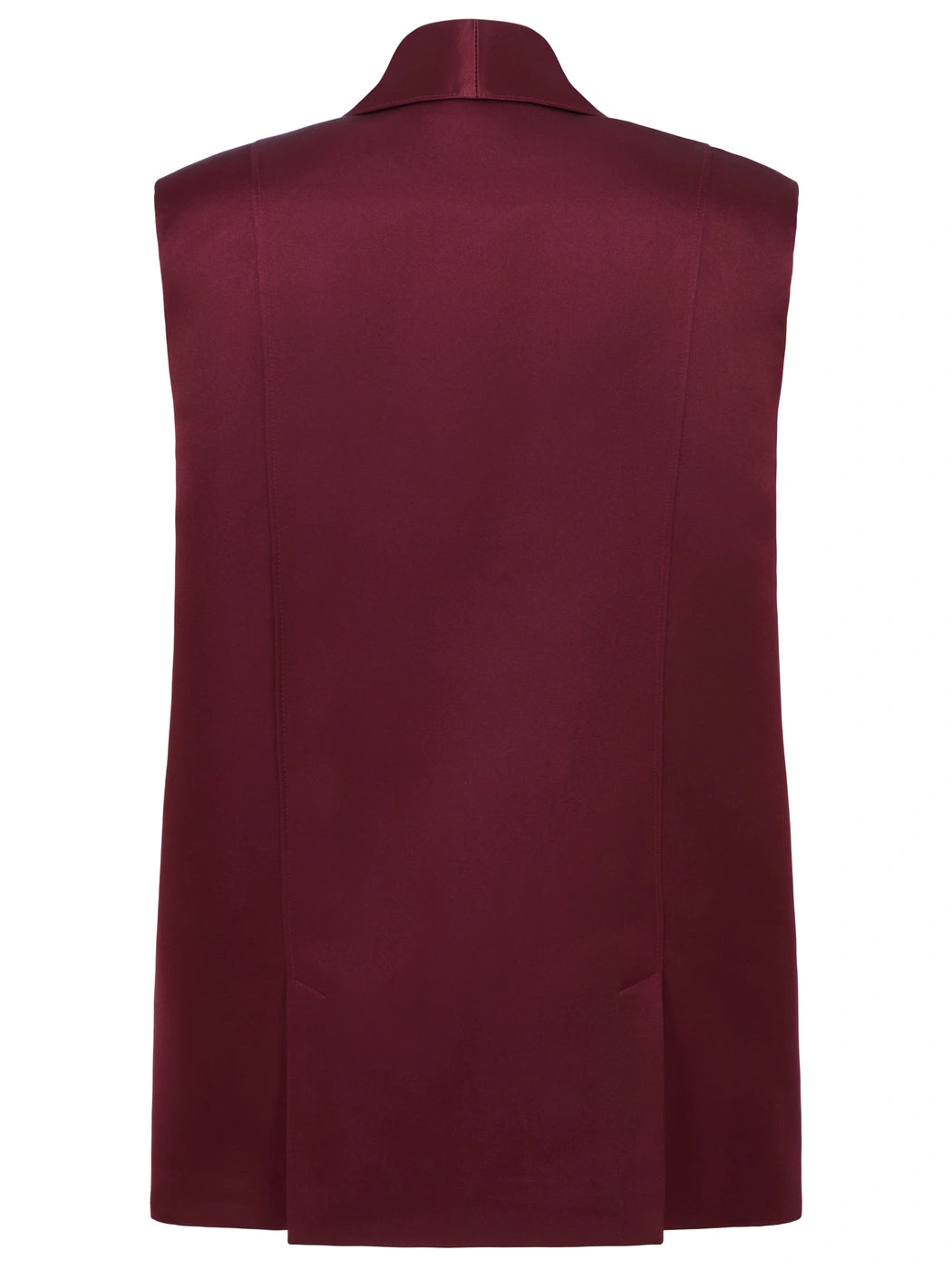 Marcel Ostertag Damen-Weste im Blazer Style aus Satin in Bordeaux, Rückansicht.