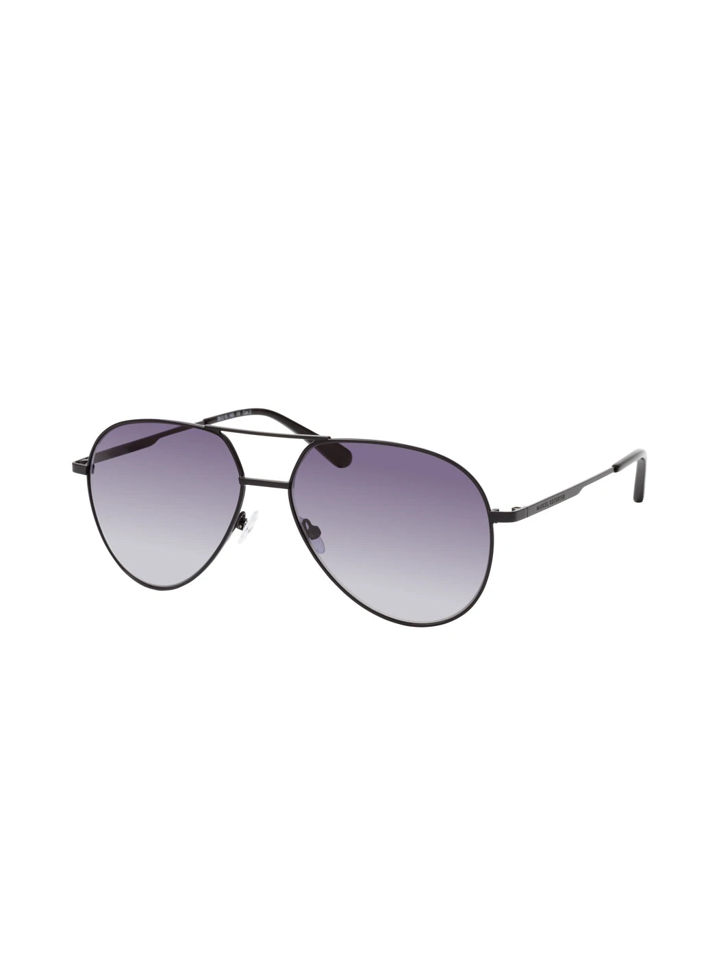 Marcel Ostertag Unisex-Sonnenbrille Cheonguk in Schwarz, Pilotenform aus Metall mit grauen Gläsern, Dreiviertelansicht